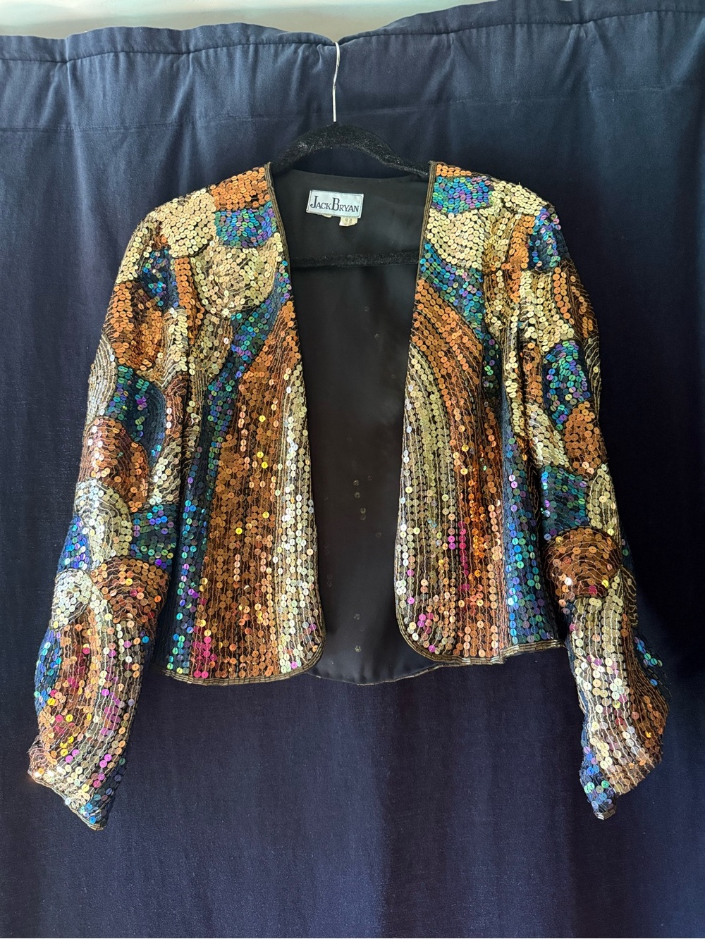 Vintage Jack Bryan Gold Sequin Open-Front Cropped Jacket